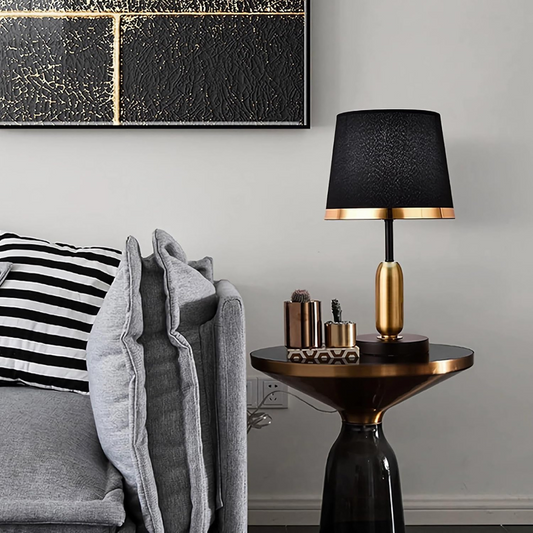 Moderne Zwarte Tafellamp van Stof met Uniek Ontwerp – Perfect voor Woonkamer en Slaapkamer 1