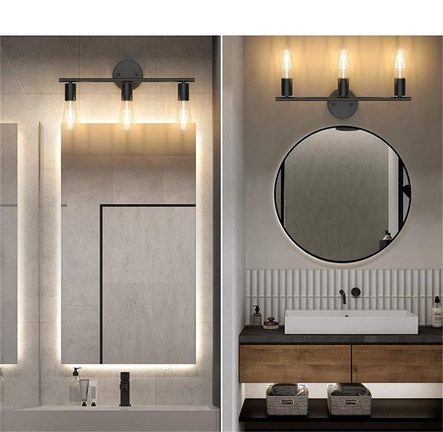 Moderne Zwarte Wandlamp Drie Delig voor Badkamerverlichting – Stijlvolle Muurlamp met Vochtbestendige Ontwerp 2
