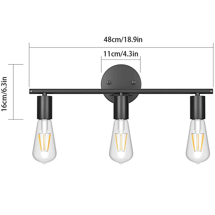 Moderne Zwarte Wandlamp Drie Delig voor Badkamerverlichting – Stijlvolle Muurlamp met Vochtbestendige Ontwerp 3