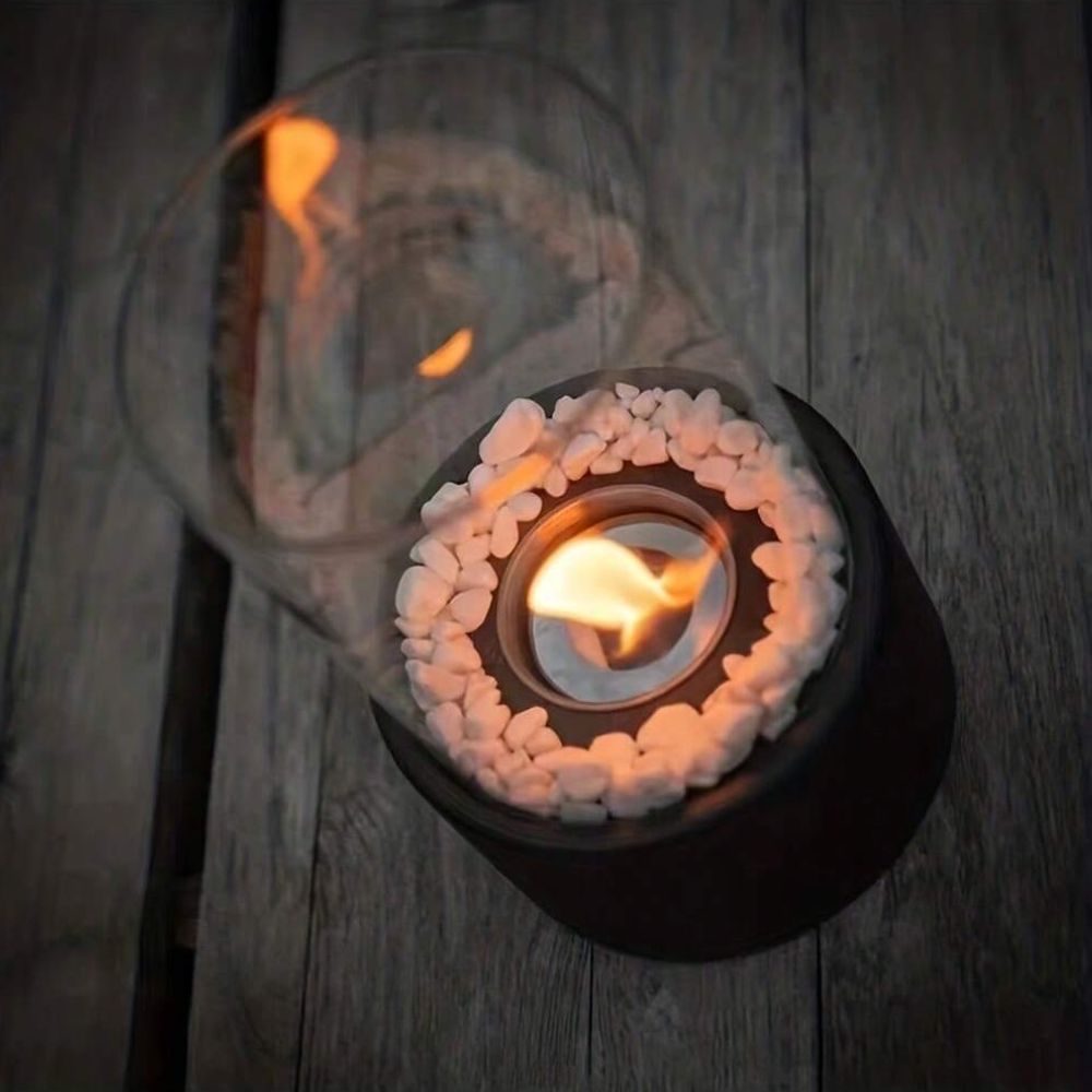 Elegante Olielamp Glas met Metalen Frame – Tijdloze Design Olie Lamp voor Sfeervolle Verlichting