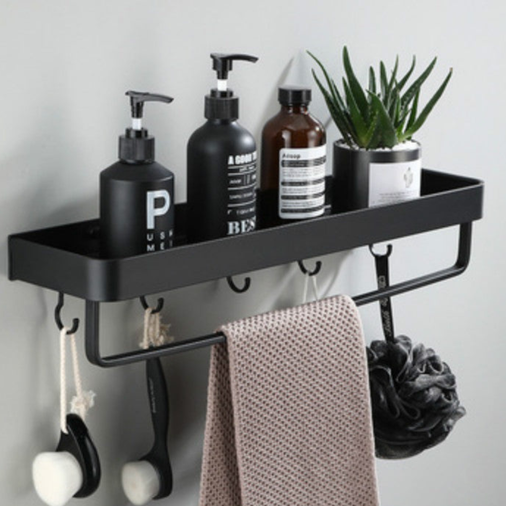 Badkamerplank zonder Boren – Ruimtebesparende Aluminium Hoekplank voor Douche met Roestbestendige Afwerking