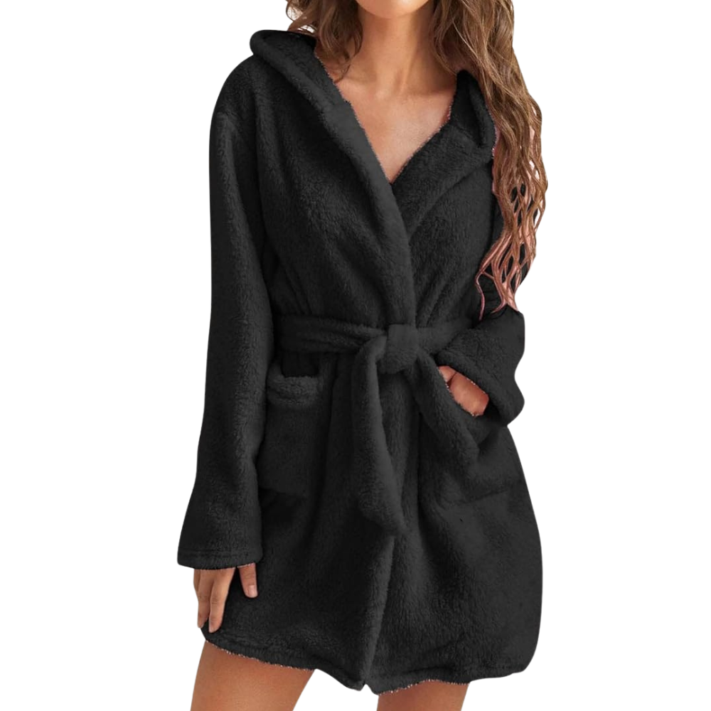 Fleece Badjas met Capuchon en Tailleband voor Dames – Zacht en Warm Ochtendjas voor Ultiem Comfort