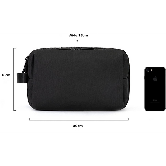 Grote Reis Toilettas Heren met Dubbele Ritssluiting en Waterafstotend Materiaal - Zwart