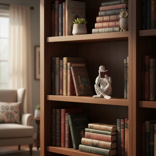 Bookworm Sculpture – Unique Decorative Figure for Book Lovers, High-Quality Resin