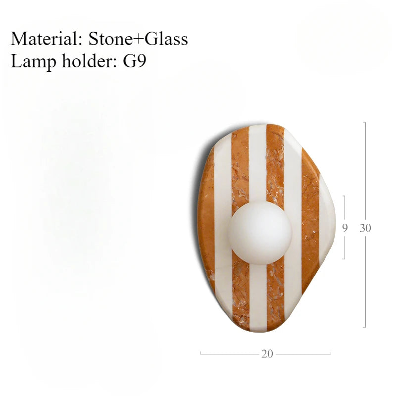 Onregelmatige Marmeren Wandlamp van Natuursteen voor Woonkamer, Slaapkamer en Badkamer – Stijlvolle Muurlamp met G9 Fitting 7