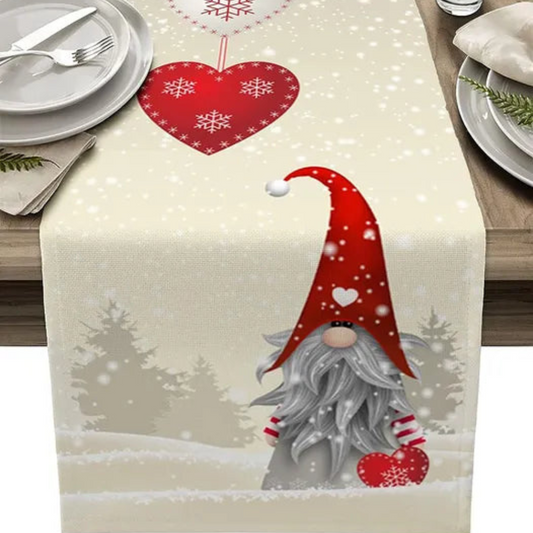 Kersttafelloper met Sneeuwvlokkabouters – Feestelijke Tafeldecoratie voor Eettafel en Dressoir