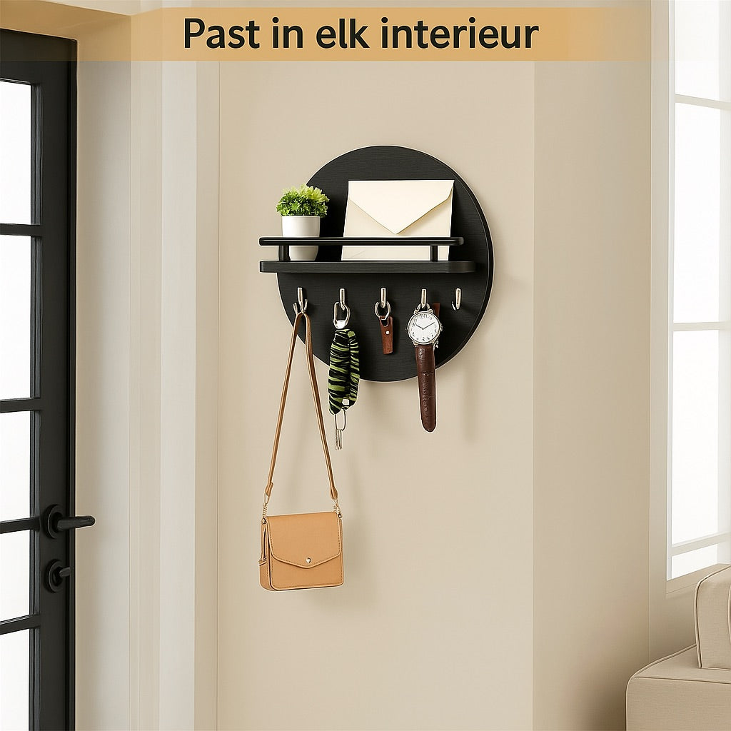 Ronde Houten Sleutelhouder – Milieuvriendelijke Wandorganizer voor Sleutels en Kleine Accessoires 2