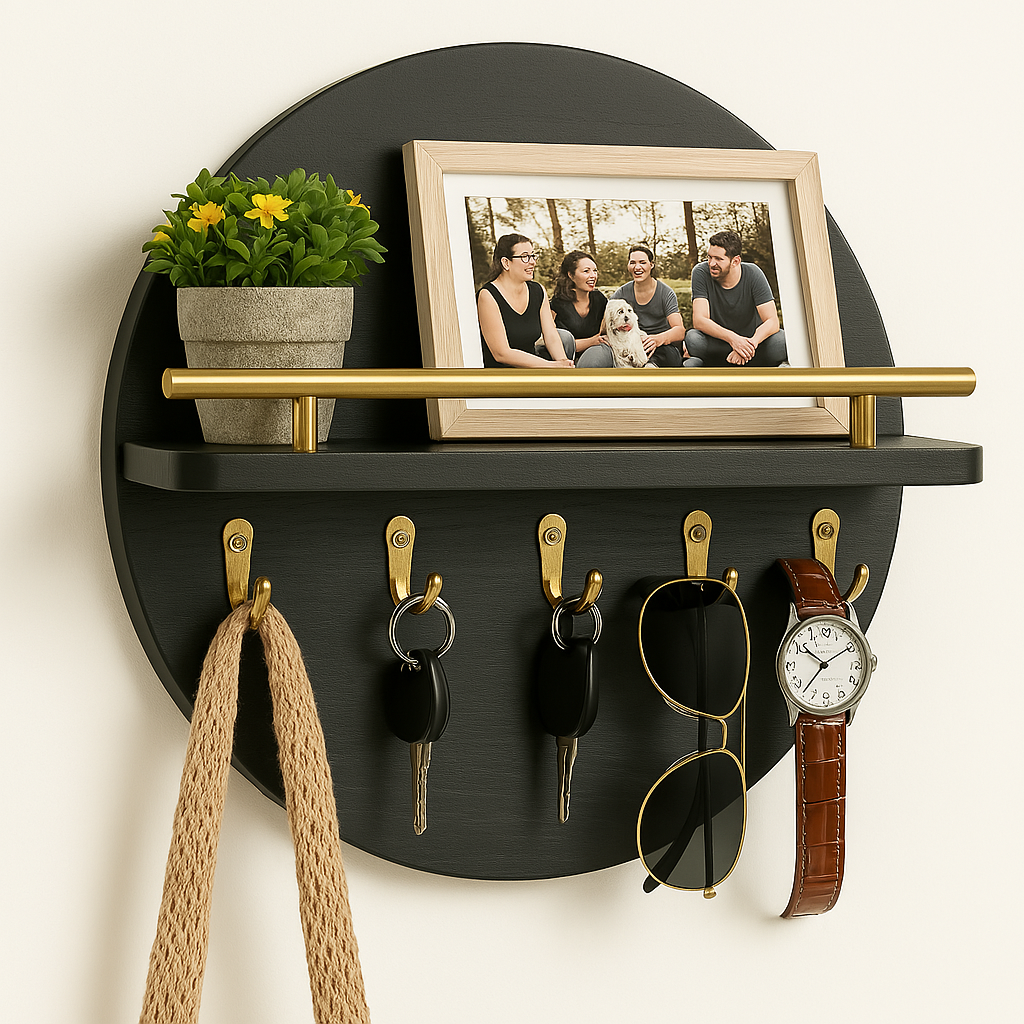 Ronde Houten Sleutelhouder – Milieuvriendelijke Wandorganizer voor Sleutels en Kleine Accessoires 5
