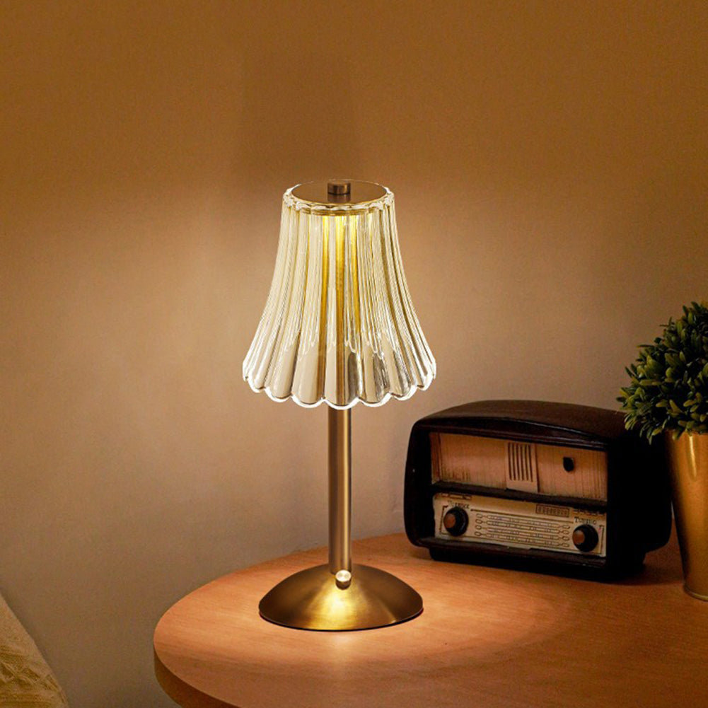 Oplaadbare Draadloze Tafellamp Goud met Dimbare Lichttemperaturen en Touch Bediening voor Binnen en Buiten