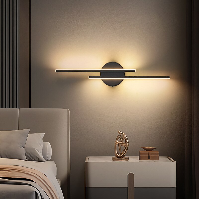 Moderne Wandlamp Zwart van Aluminium en Ijzer met LED Verlichting – Warm en Koel Wit Muurlamp voor Binnengebruik