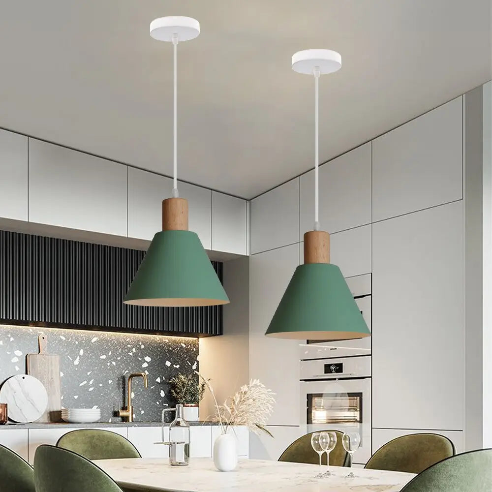 Scandinavische Hanglamp E27 Fitting voor Eettafel – Wit, Grijs en Groen Woonkamer Lamp 3