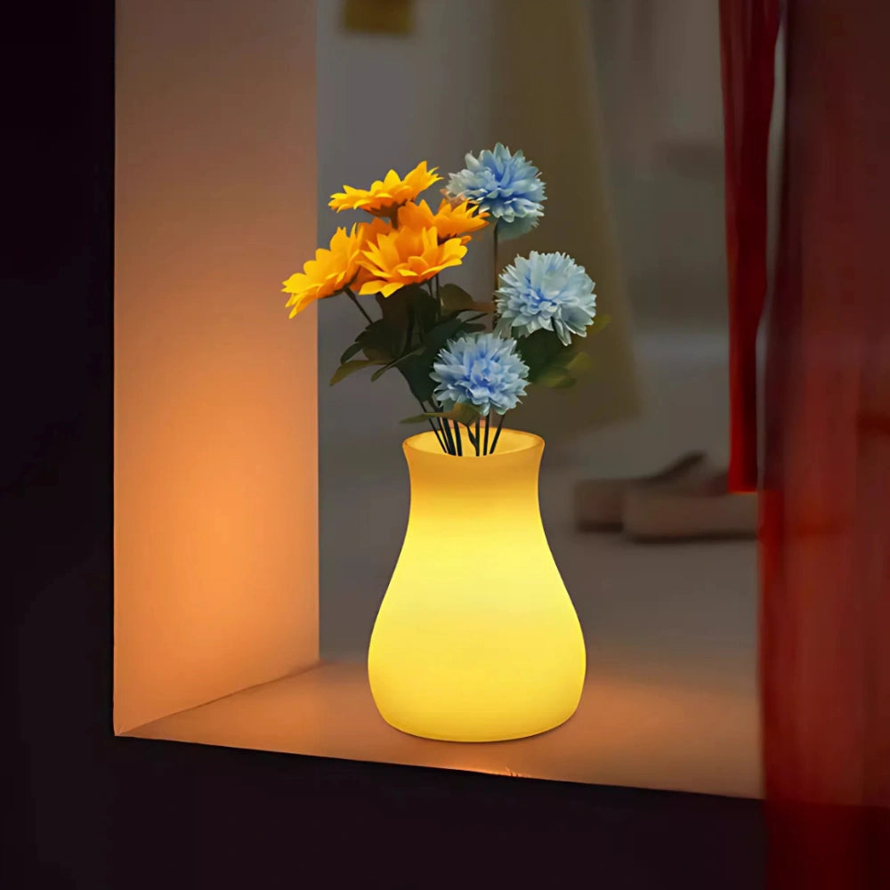 Sculpturale Vaas met Oplaadbare Verlichting en Afstandsbediening – Waterdicht voor Binnen en Buiten, 16 Kleuren 5