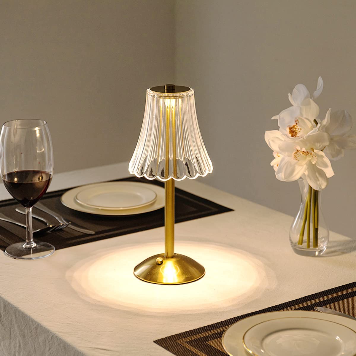 Oplaadbare Draadloze Tafellamp Goud met Dimbare Lichttemperaturen en Touch Bediening voor Binnen en Buiten