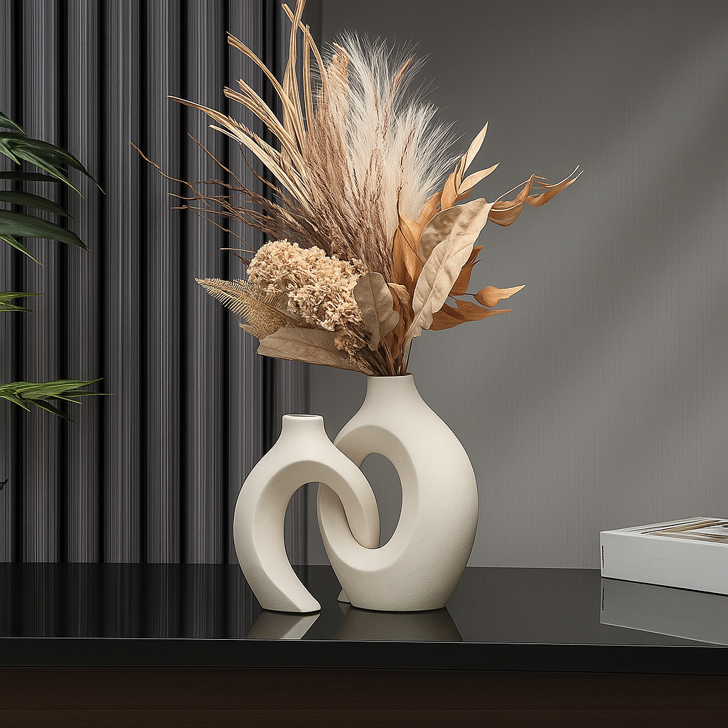 Set van 2 Zwarte Minimalistische Keramische Vazen – Stijlvolle Decoratie voor Elk Interieur 2