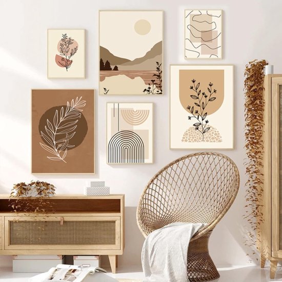 Set van 3 Moderne Posters zonder Lijst – Beige Wanddecoratie 30x40, 40x50 en 50x70 cm voor Woonkamer en Slaapkamer 1