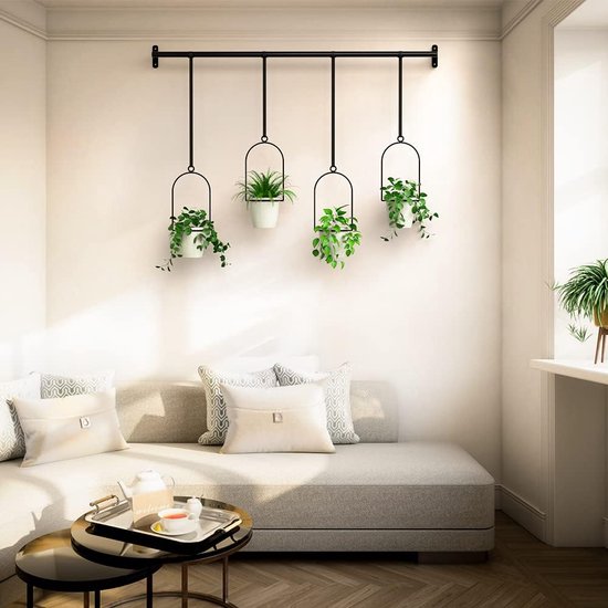Set van 4 Hangende Bloempotten met Verstelbare Steunen voor Binnen en Buiten - Moderne Plantenbakken van Melamine 7