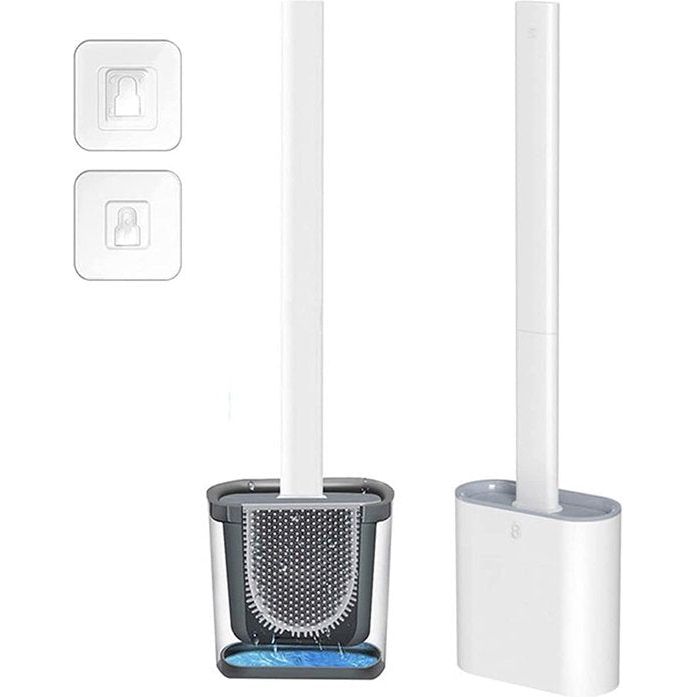 Siliconen Toiletborstel met Afneembare Bodem en Antislip Handgreep – Wand- en Vloermontage 0