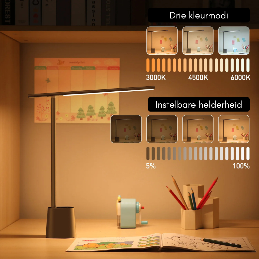 Slimme Dimbare Bureaulamp LED Zwart met Oplaadbare Batterij – Compact en Modern Design 4