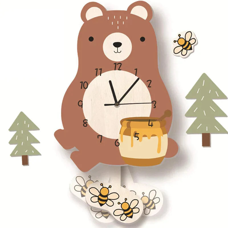 Speelse Wandklok voor Kinderen met Dierenontwerpen – Decoratieve Pendule Klok Ø 30 cm, Educatief en Vrolijk 3