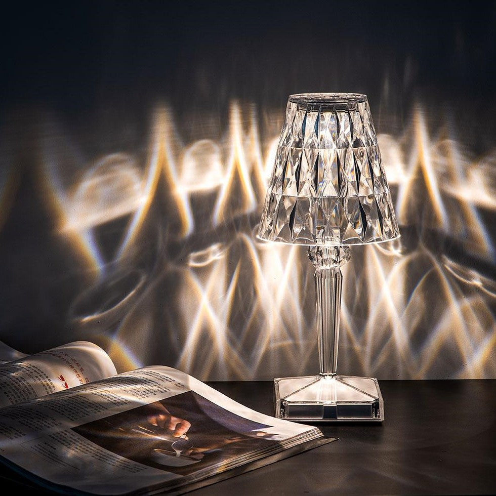 Sprankelende Draadloze Oplaadbare Tafellamp met Aanraakbediening en Drie Verlichtingsmodi – Elegant Kristal Design 2