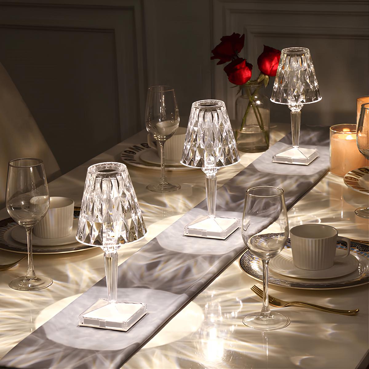 Sprankelende Draadloze Oplaadbare Tafellamp met Aanraakbediening en Drie Verlichtingsmodi – Elegant Kristal Design 4