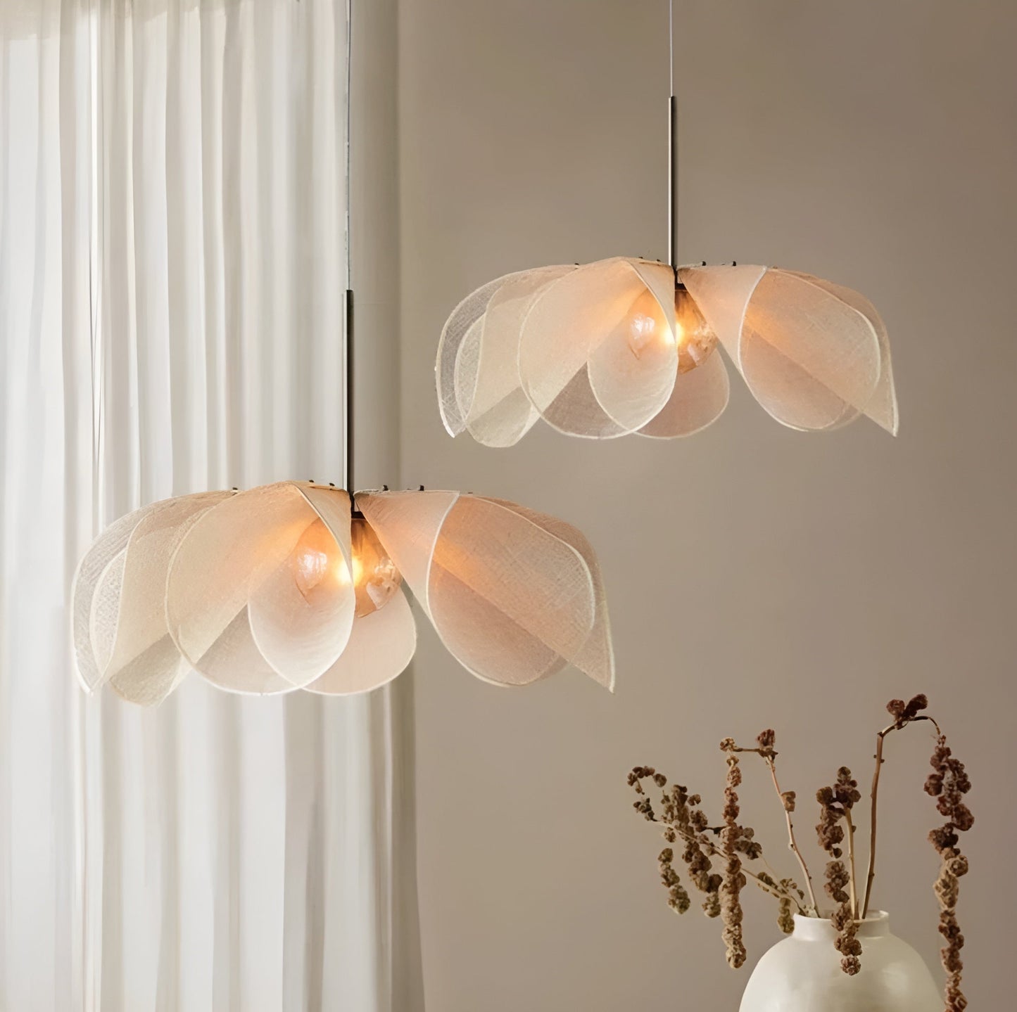 Stijlvolle Hanglamp van Linnenvezel met Verstelbare Kabel en E27 Gloeilamp 1