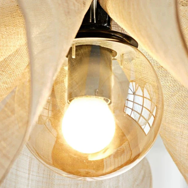 Stijlvolle Hanglamp van Linnenvezel met Verstelbare Kabel en E27 Gloeilamp 5