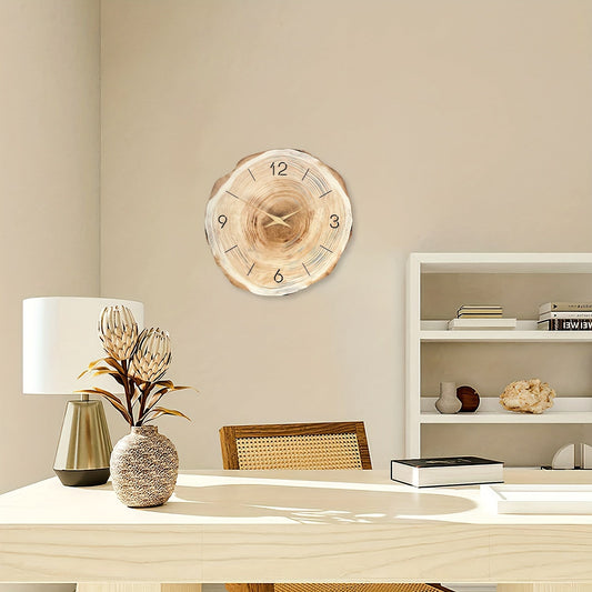 Stille Houten Wandklok met Realistische Textuur – 30 cm Diameter 1