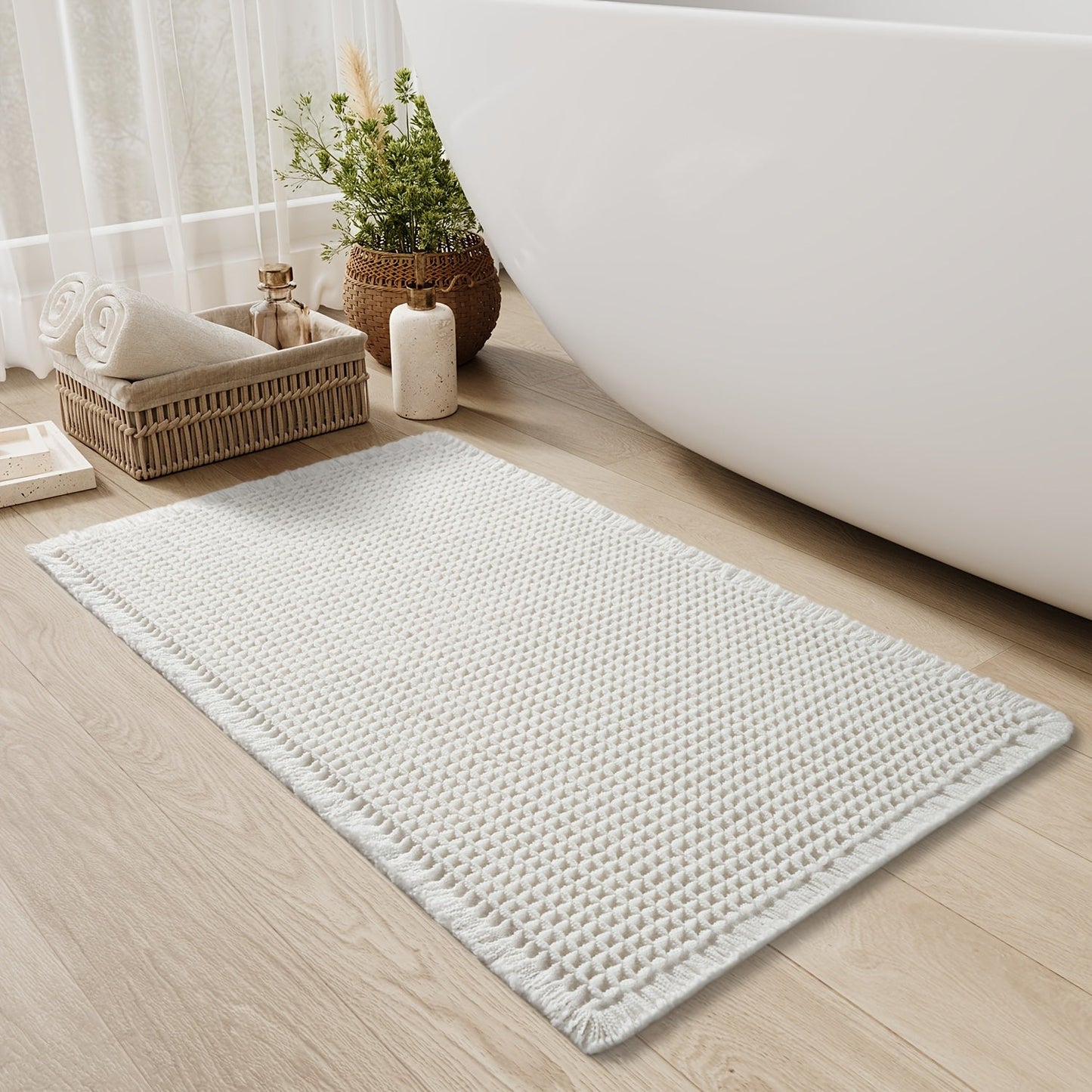 Ultra-absorberende Antislip Badmat met Kwastjes – Machinewasbaar en Duurzaam voor Badkamer en Douche 6