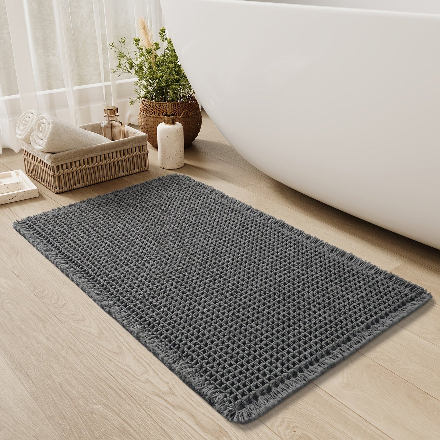 Ultra-absorberende Antislip Badmat met Kwastjes – Machinewasbaar en Duurzaam voor Badkamer en Douche 9