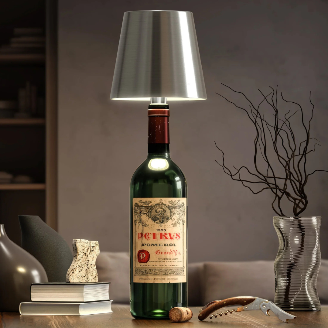 Unieke LED Flessenlamp voor Decoratieve Verlichting – Warm Wit, Oplaadbaar, 30 cm Hoog, Glas en Kunststof 6