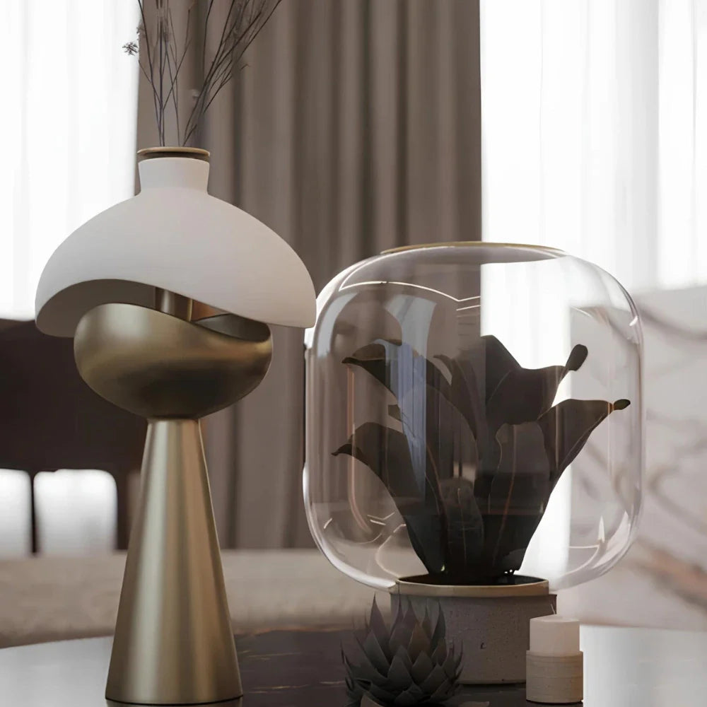 Dimbare Oplaadbare Tafellamp met Sculpturaal Ontwerp – Draadloze en Snoerloze Verlichting in Warm, Natuurlijk en Koel Wit Licht