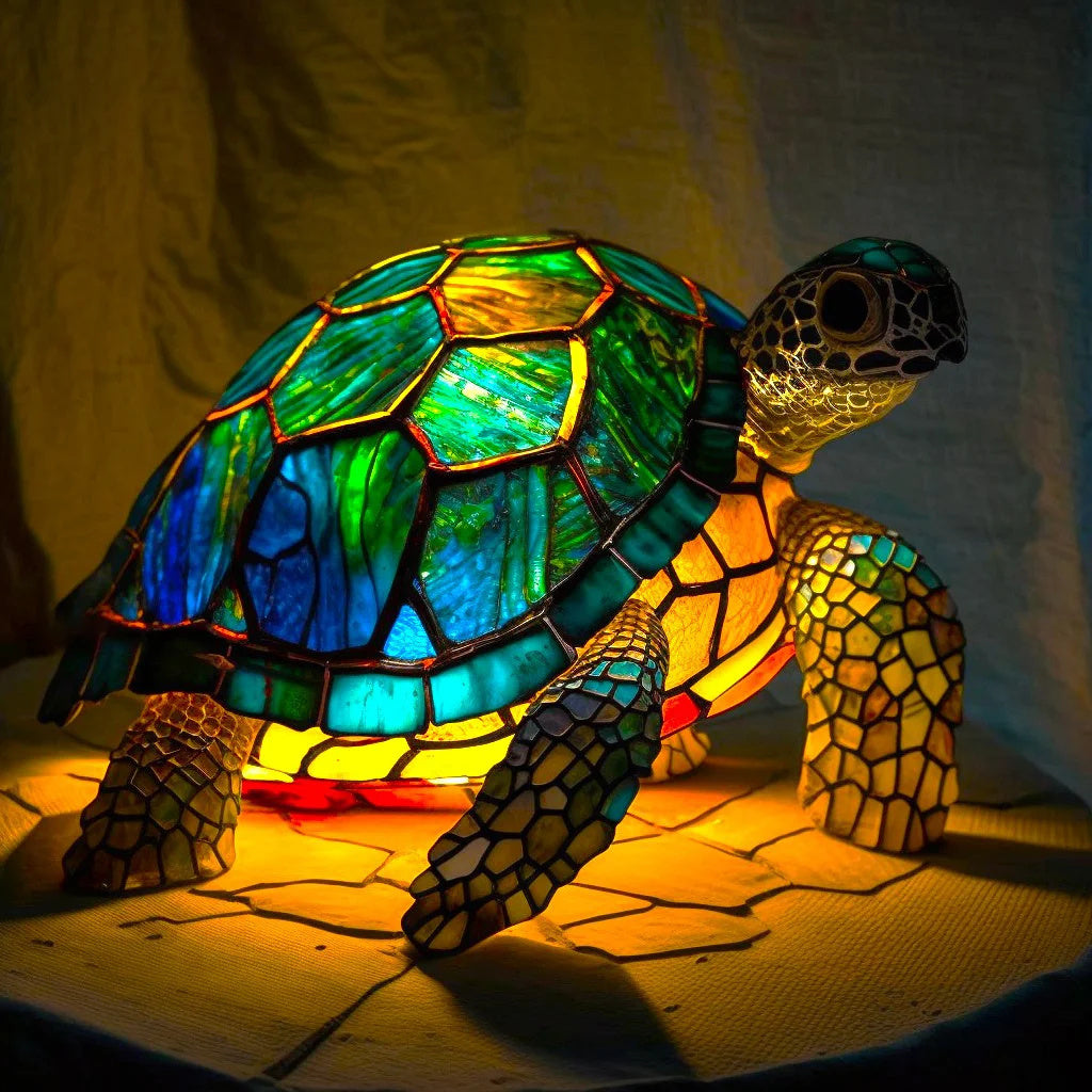 Verlichte Dierenkunst – Handgemaakte Mythische Verlichting in Amber, Groen, Blauw en Chocoladeglas met Batterijvoering 2