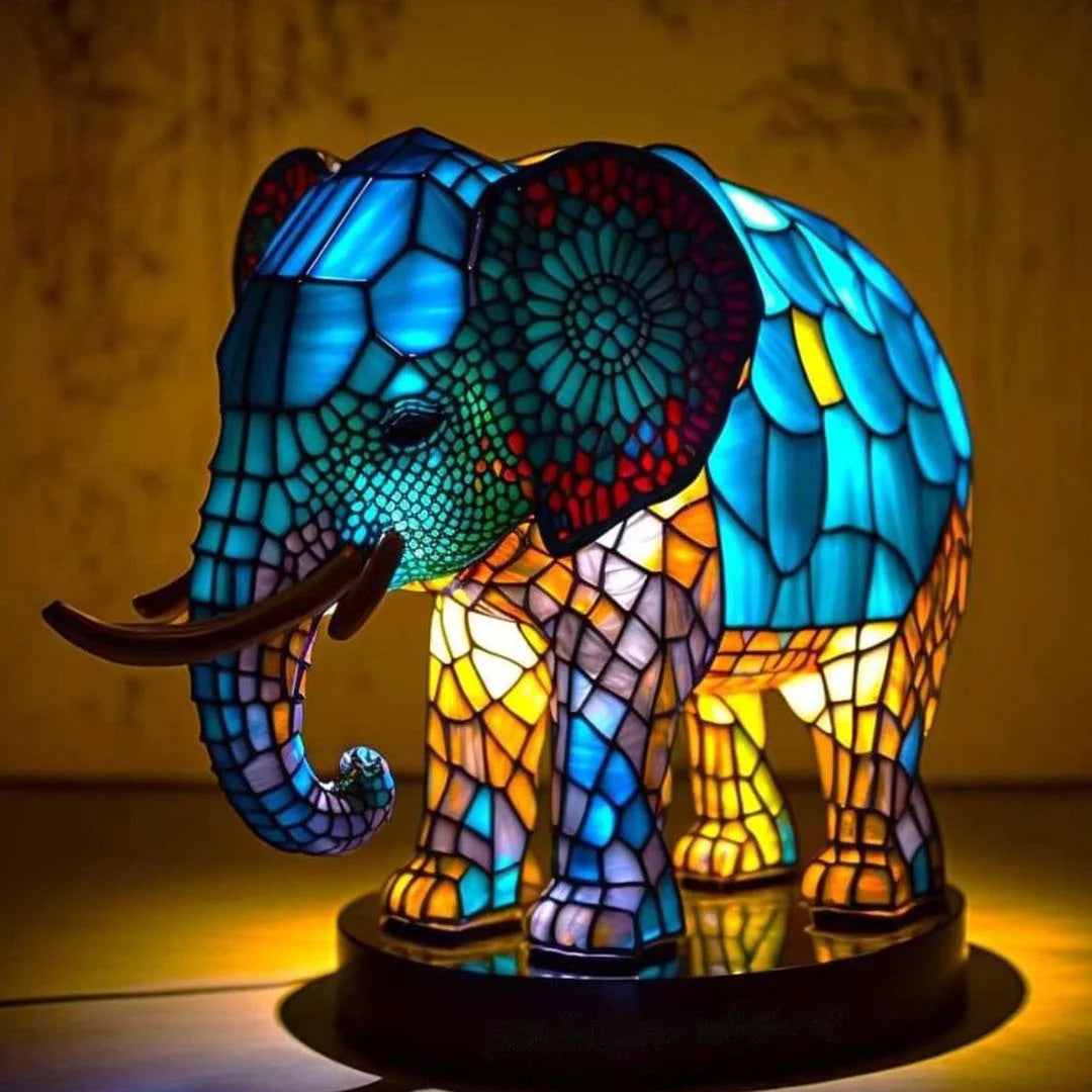 Verlichte Dierenkunst – Handgemaakte Mythische Verlichting in Amber, Groen, Blauw en Chocoladeglas met Batterijvoering 4