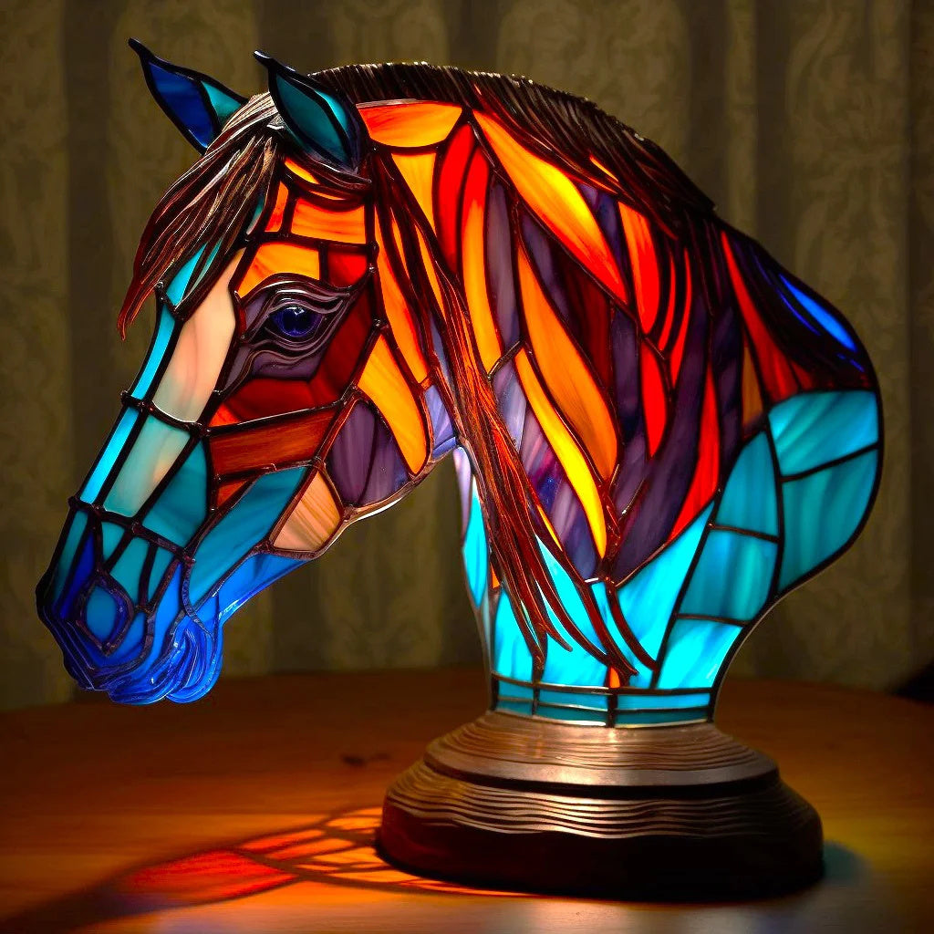 Verlichte Dierenkunst – Handgemaakte Mythische Verlichting in Amber, Groen, Blauw en Chocoladeglas met Batterijvoering 7