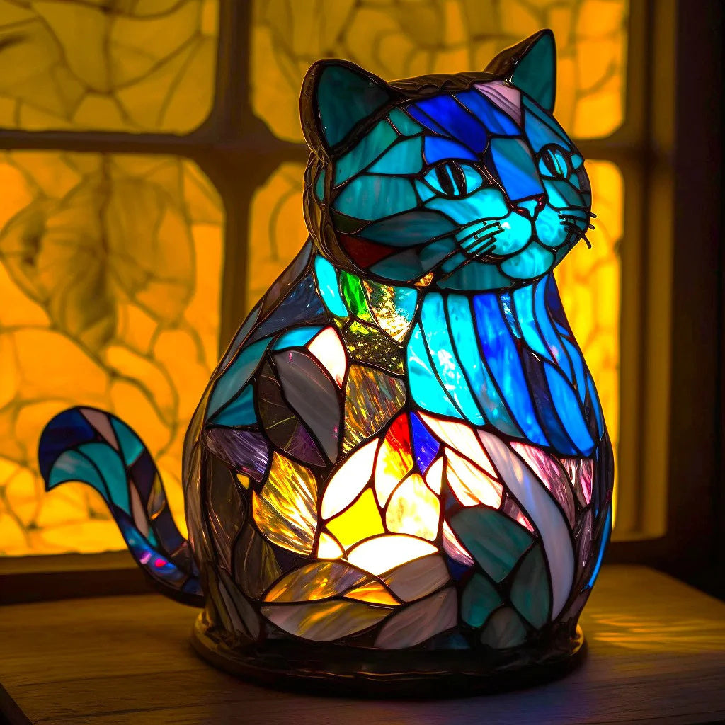 Verlichte Dierenkunst – Handgemaakte Mythische Verlichting in Amber, Groen, Blauw en Chocoladeglas met Batterijvoering 8