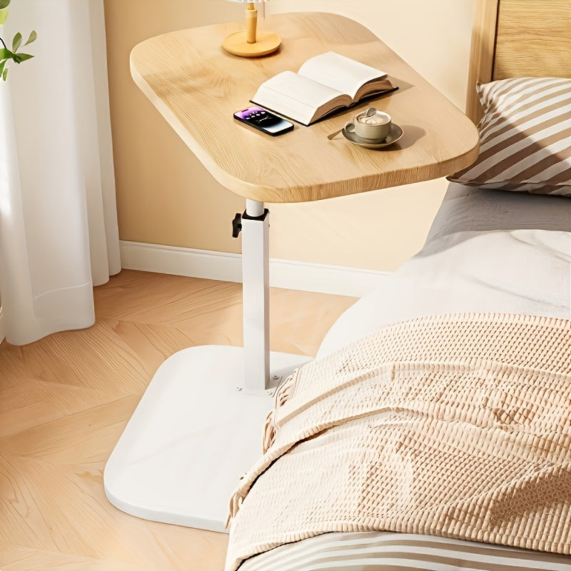Verstelbare Bijzettafel met Houten Bovenblad en Stalen Frame – Ideaal voor Bank of Bed, Hoogte 45-80 cm 2