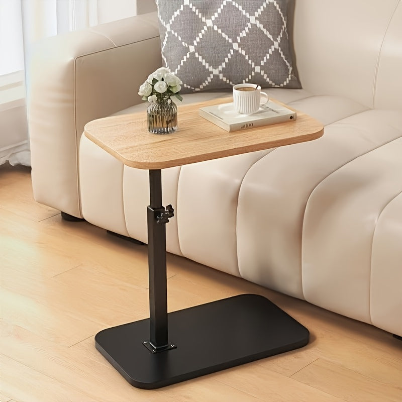 Verstelbare Bijzettafel met Houten Bovenblad en Stalen Frame – Ideaal voor Bank of Bed, Hoogte 45-80 cm 3