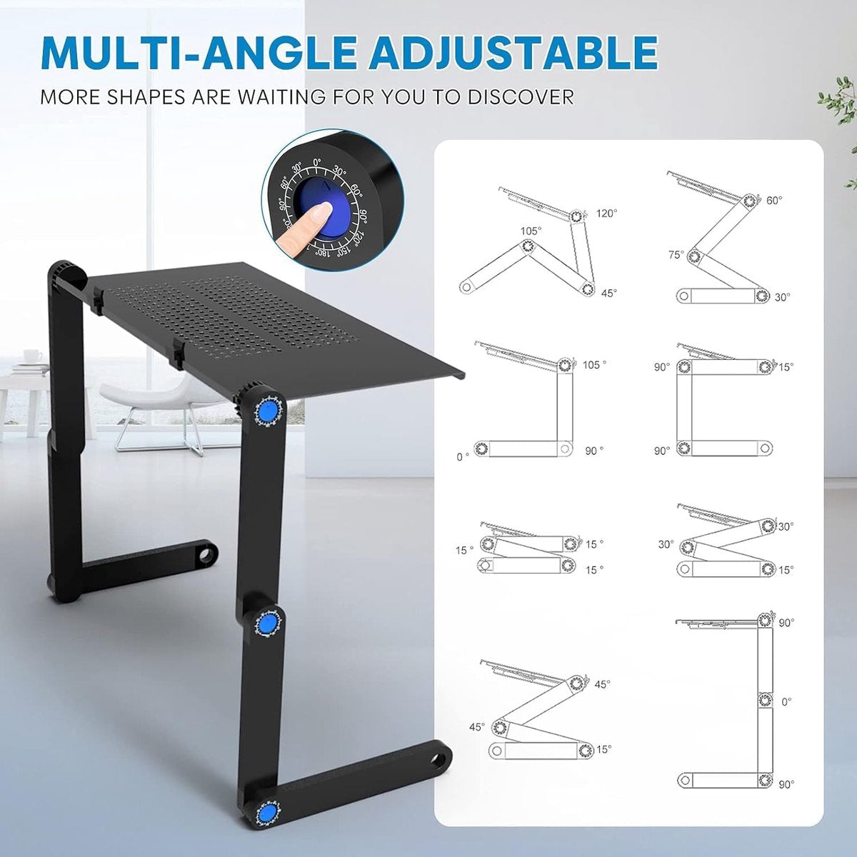 Verstelbare Laptoptafel met 360° Hoekverstelling – Ergonomisch Tafeltje voor Laptop tot 15 Inch, Antislip en Stabiliteit 4