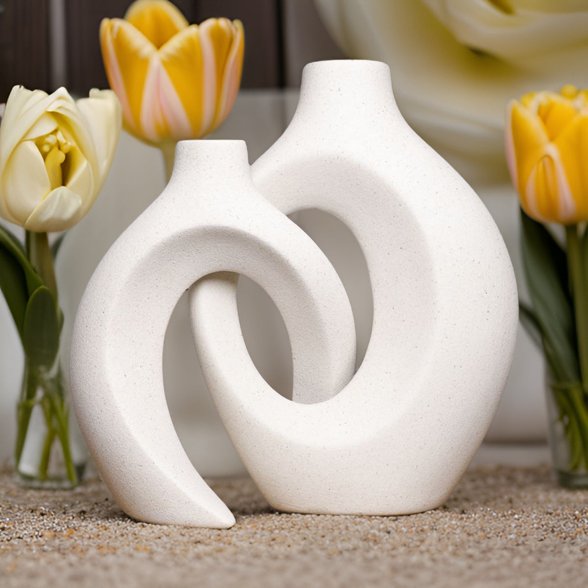 Vervlochten Bloemenvaas van Keramiek – Elegante Vaas voor Bloemstukken, 26,5 x 20,8 x 21 cm 5