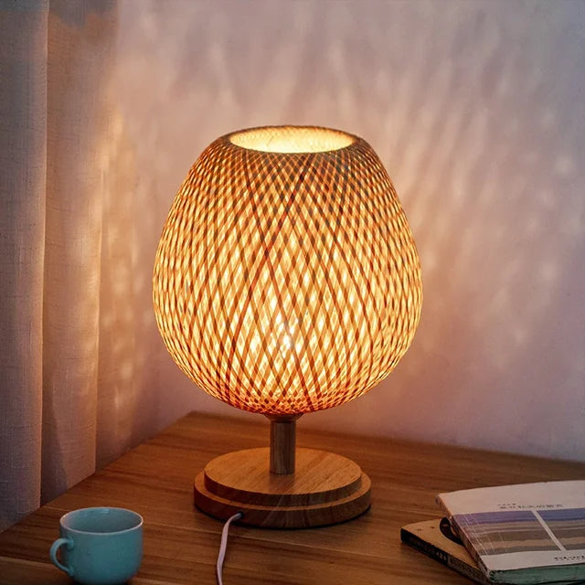 Vintage Bamboe Tafellamp – Rustiek Design voor Warme Sfeer in Woonkamer en Slaapkamer