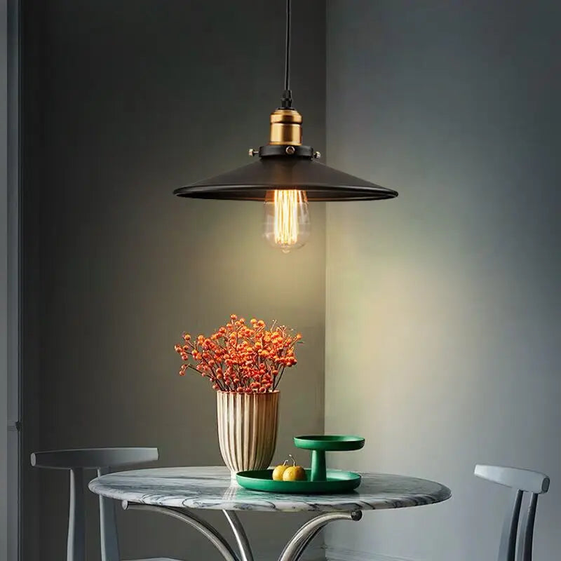 Vintage Industriële Hanglamp met Verstelbare Kabel en Zwarte Kap – Perfect voor de Eetkamer 0