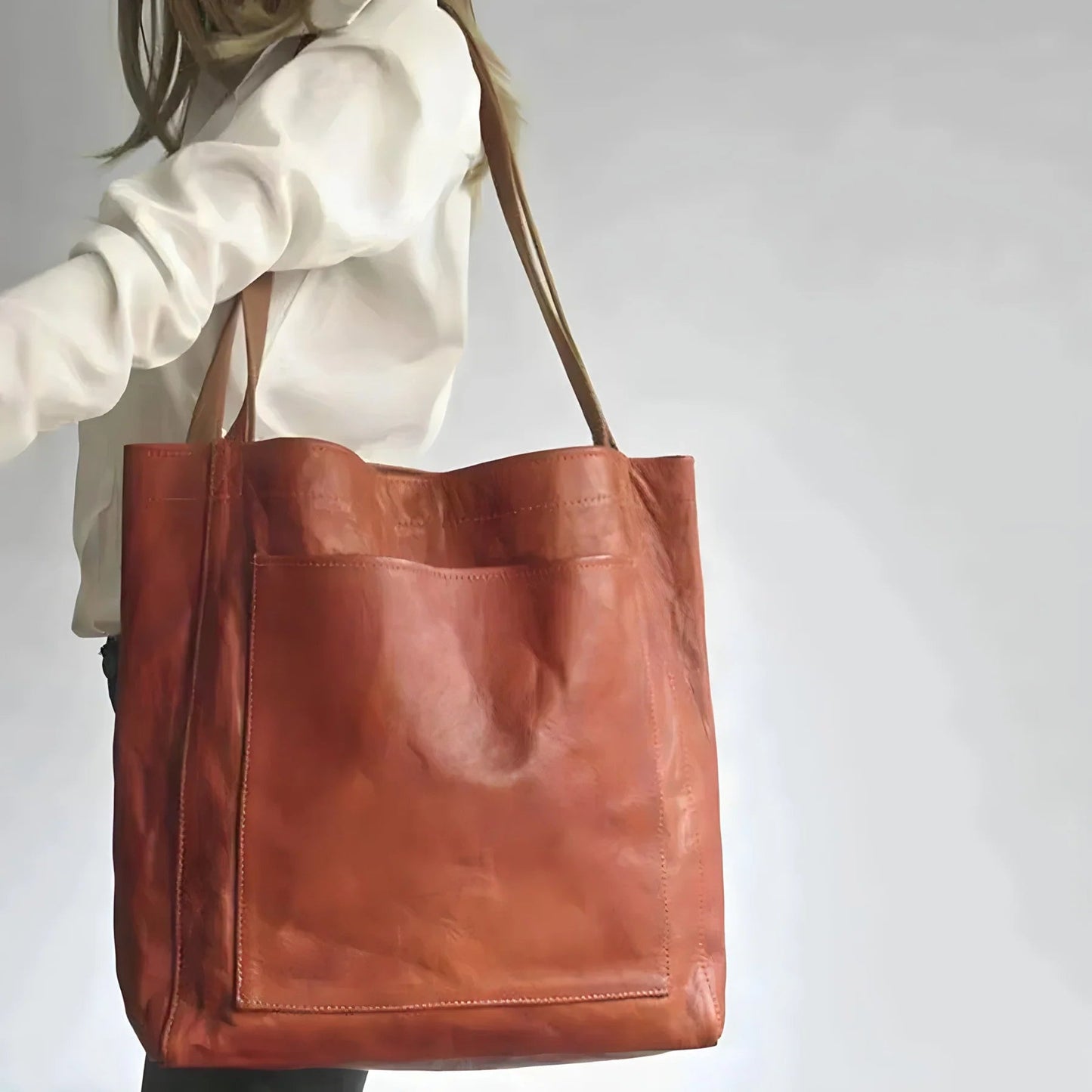 Vintage Leren Damestas Julienne met Luxe Suède Interieur en Duurzame Rits – Grote Dames Tas in Bruin 1