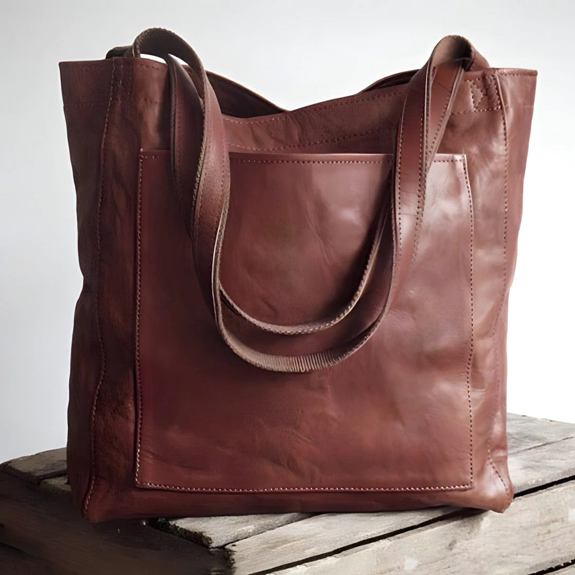 Vintage Leren Damestas Julienne met Luxe Suède Interieur en Duurzame Rits – Grote Dames Tas in Bruin 5