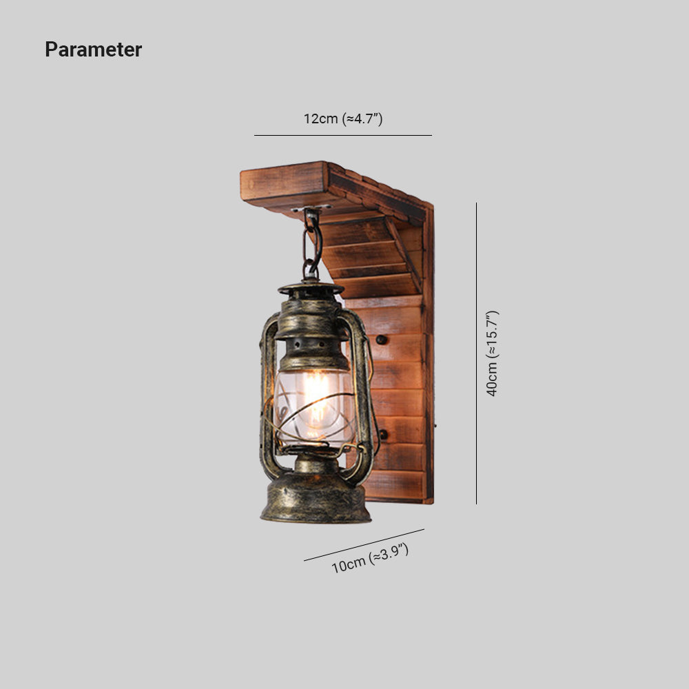 Vintage Wandlamp Austin met Metaal en Hout – Retro Lantaarnontwerp voor Woonkamer 3