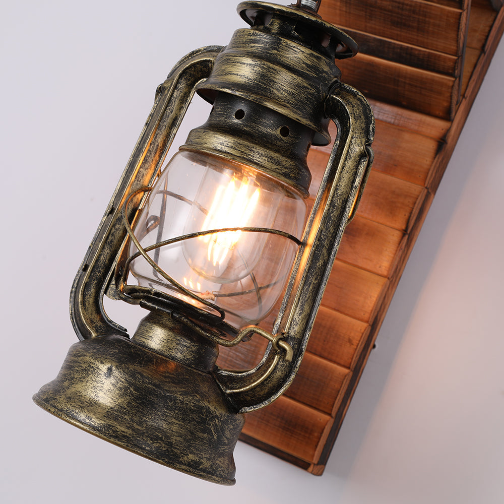 Vintage Wandlamp Austin met Metaal en Hout – Retro Lantaarnontwerp voor Woonkamer 6