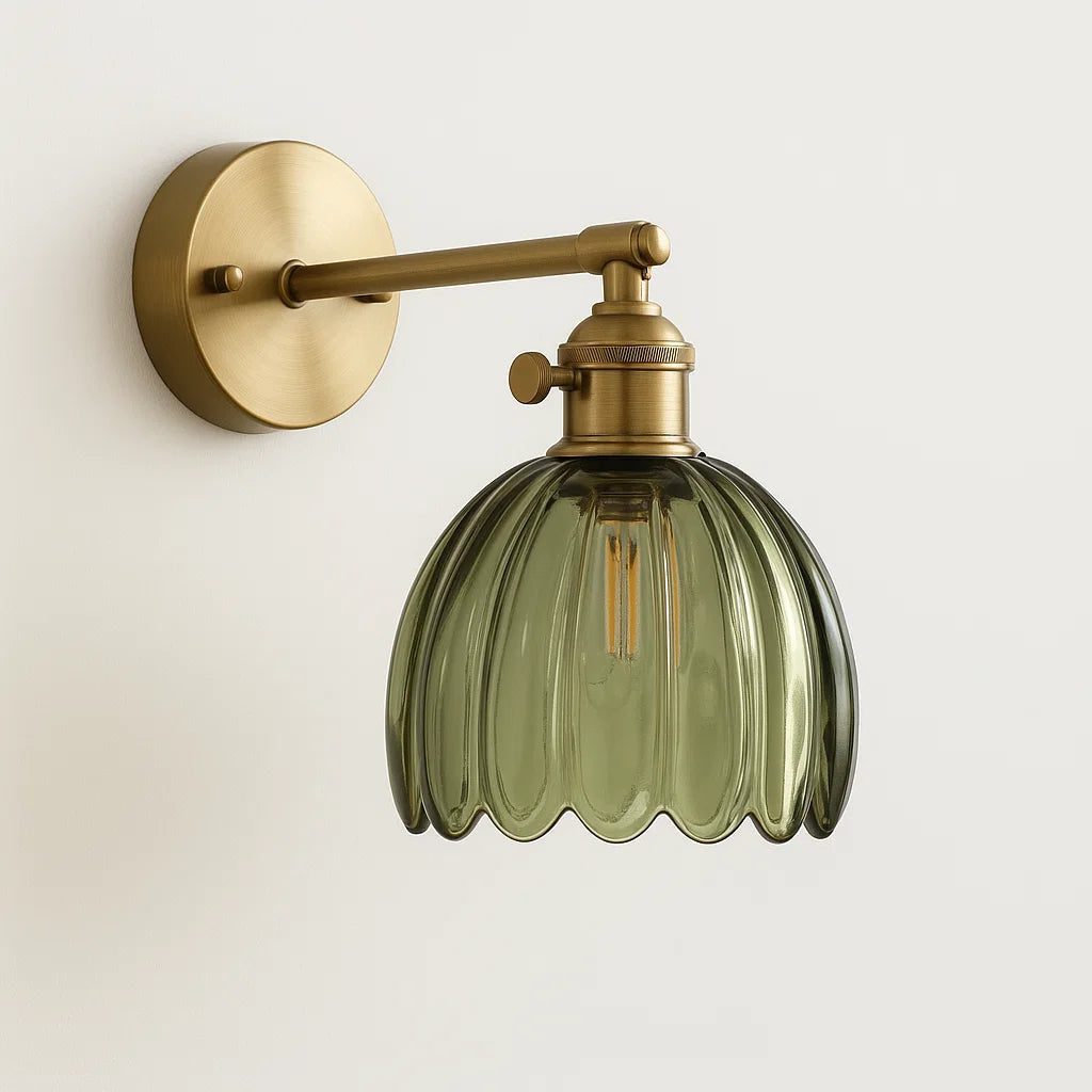 Vintage Wandlamp met Bloemvormige Glazen Kap – Retro Muurlamp voor Sfeervolle Binnenverlichting 3