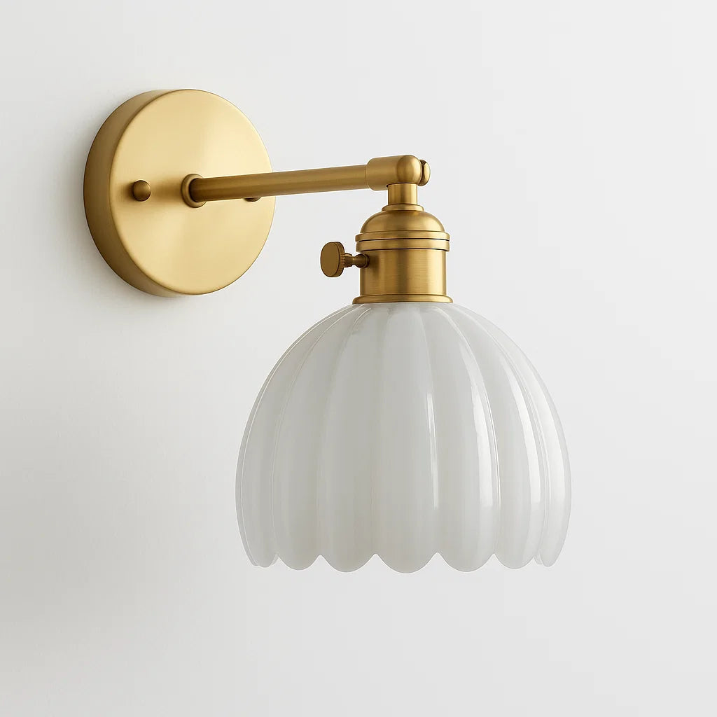 Vintage Wandlamp met Bloemvormige Glazen Kap – Retro Muurlamp voor Sfeervolle Binnenverlichting 5