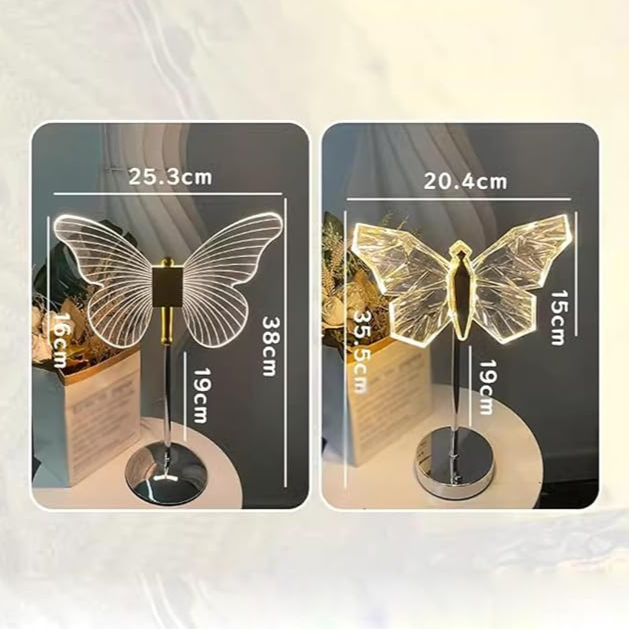Vlinder Kristallen Tafellamp met LED Verlichting – Elegante Decoratieve Lamp voor Slaapkamer en Woonruimte 7