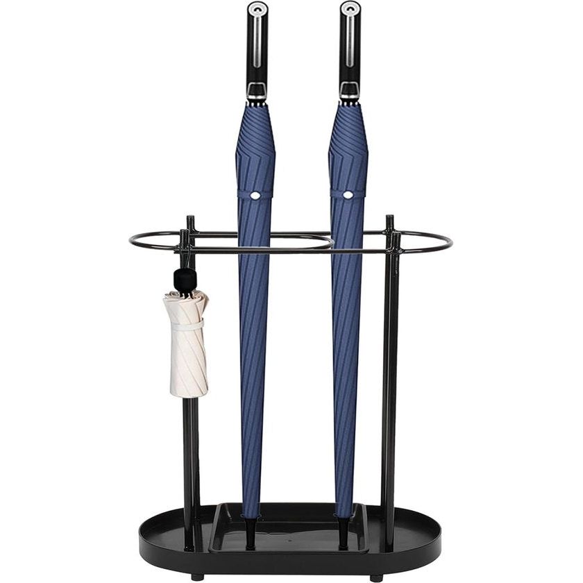 Vrijstaande Metalen Paraplubak met Regenschaal – 53 x 36 x 18,5 cm – Zwart 2